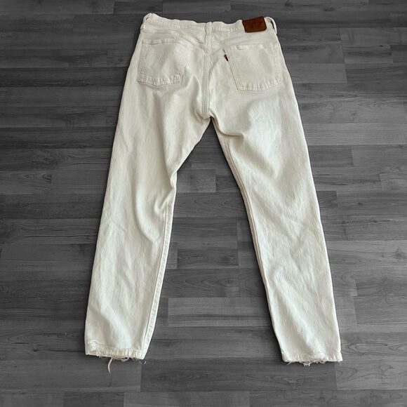 Levi's Premium White 501 Button Fly Skinny Jeans - Picture 2 of 9